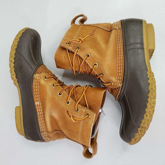 LL Bean Duck Boots Tan Brown Leather Lace Up Men’s Size 6 Women’s Size 8 - Picture 4 of 9